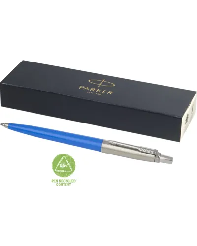 Set 50 pixuri personalizate Parker Jotter Reciclat, albastru process, cerneala scriere neagra
