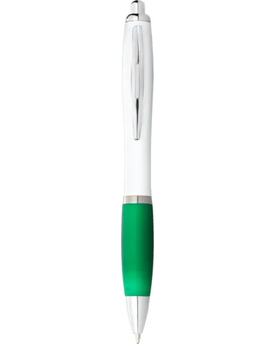 Set 100 pixuri Nash personalizate, plastic, corp alb si grip verde, cerneala scriere neagra