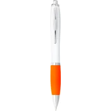 Set 100 pixuri Nash personalizate, plastic, corp alb si grip orange, cerneala scriere neagra