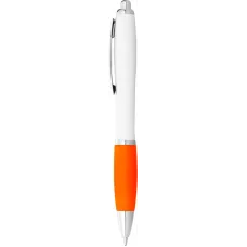 Set 100 pixuri Nash personalizate, plastic, corp alb si grip orange, cerneala scriere neagra