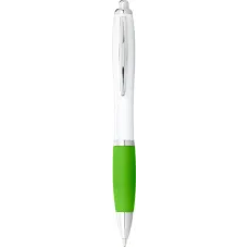 Set 100 pixuri Nash personalizate, plastic, corp alb si grip lime, cerneala scriere neagra