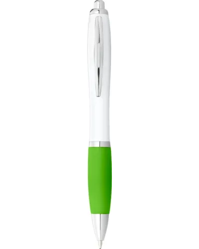 Set 100 pixuri Nash personalizate, plastic, corp alb si grip lime, cerneala scriere neagra