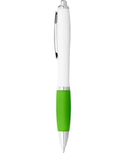 Set 100 pixuri Nash personalizate, plastic, corp alb si grip lime, cerneala scriere neagra
