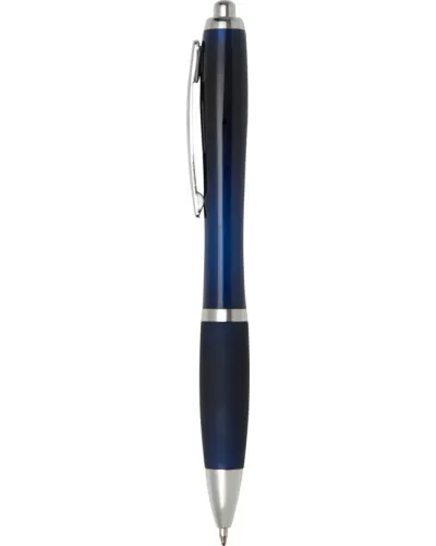 Set 100 pixuri Nash personalizate, plastic, corp si grip albastru indigo, cerneala scriere neagra