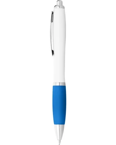 Set 100 pixuri Nash personalizate, plastic, corp alb si grip aqua blue