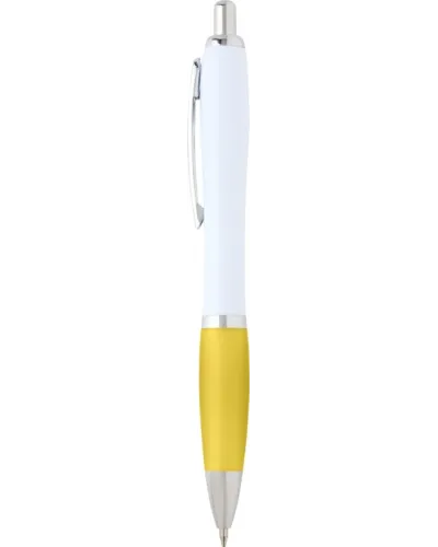 Set 100 pixuri Nash personalizate, plastic reciclat, corp alb si grip galben, cerneala scriere neagra