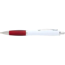 Set 100 pixuri Nash personalizate, plastic reciclat, corp alb si grip rosu, cerneala scriere neagra
