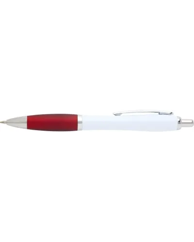Set 100 pixuri Nash personalizate, plastic reciclat, corp alb si grip rosu, cerneala scriere neagra