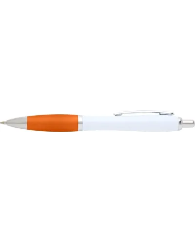 Set 100 pixuri Nash personalizate, plastic reciclat, corp alb si grip orange, cerneala scriere neagra