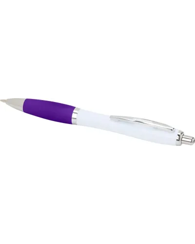 Set 100 pixuri Nash personalizate, plastic reciclat, corp alb si grip mov, cerneala scriere neagra