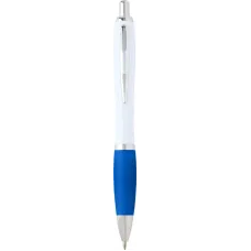 Set 100 pixuri Nash personalizate, plastic reciclat, corp alb si grip aqua blue, cerneala scriere neagra