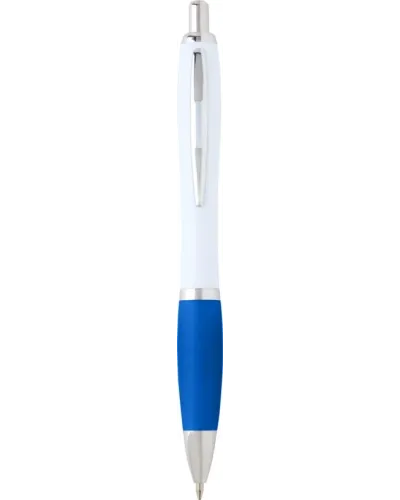 Set 100 pixuri Nash personalizate, plastic reciclat, corp alb si grip aqua blue, cerneala scriere neagra