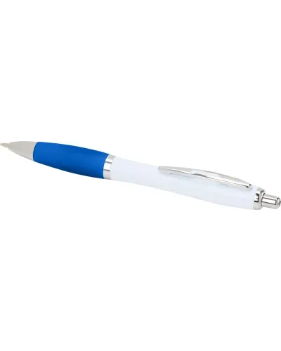 Set 100 pixuri Nash personalizate, plastic reciclat, corp alb si grip aqua blue, cerneala scriere neagra