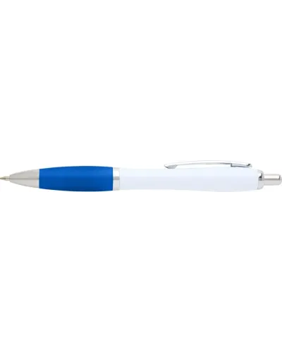 Set 100 pixuri Nash personalizate, plastic reciclat, corp alb si grip aqua blue, cerneala scriere neagra