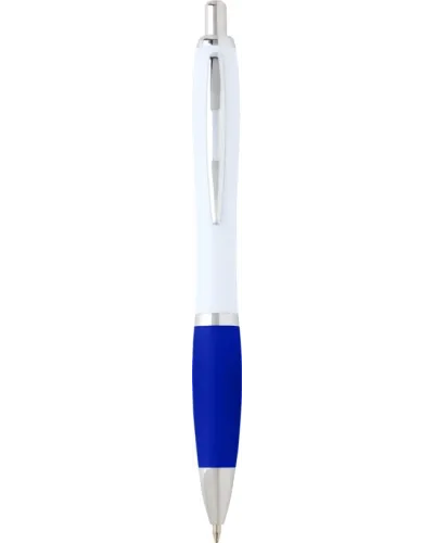Set 100 pixuri Nash personalizate, plastic reciclat, corp alb si grip albastru royal, cerneala scriere neagra