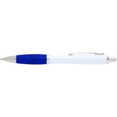 Set 100 pixuri Nash personalizate, plastic reciclat, corp alb si grip albastru royal, cerneala scriere neagra