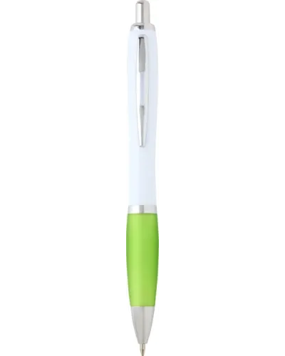 Set 100 pixuri Nash personalizate, plastic reciclat, corp alb si grip lime, cerneala scriere neagra