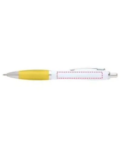 Set 100 pixuri Nash personalizate, plastic reciclat, corp alb si grip galben, cerneala scriere neagra