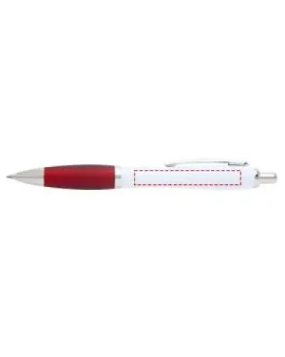 Set 100 pixuri Nash personalizate, plastic reciclat, corp alb si grip rosu, cerneala scriere neagra
