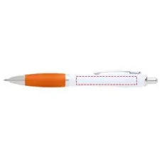 Set 100 pixuri Nash personalizate, plastic reciclat, corp alb si grip orange, cerneala scriere neagra