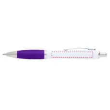 Set 100 pixuri Nash personalizate, plastic reciclat, corp alb si grip mov, cerneala scriere neagra