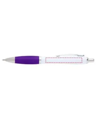 Set 100 pixuri Nash personalizate, plastic reciclat, corp alb si grip mov, cerneala scriere neagra