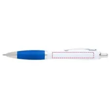 Set 100 pixuri Nash personalizate, plastic reciclat, corp alb si grip aqua blue, cerneala scriere neagra