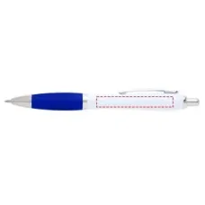 Set 100 pixuri Nash personalizate, plastic reciclat, corp alb si grip albastru royal, cerneala scriere neagra